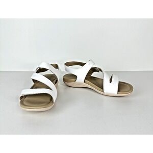 ABEO Oasis Strap Leather Sandals Hook And Loop Rubber Sole White Womens 7
